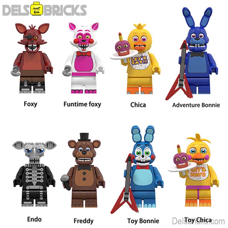 Five Nights At Freddys 2 set of 8 Lego Minifigures custom toys Set4 (ONLINE ORDER ONLY)