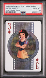 2023 DISNEY 100 PLAYING CARDS SNOW WHITE 3 OF DIAMONDS PSA 10 (Online Order Only)