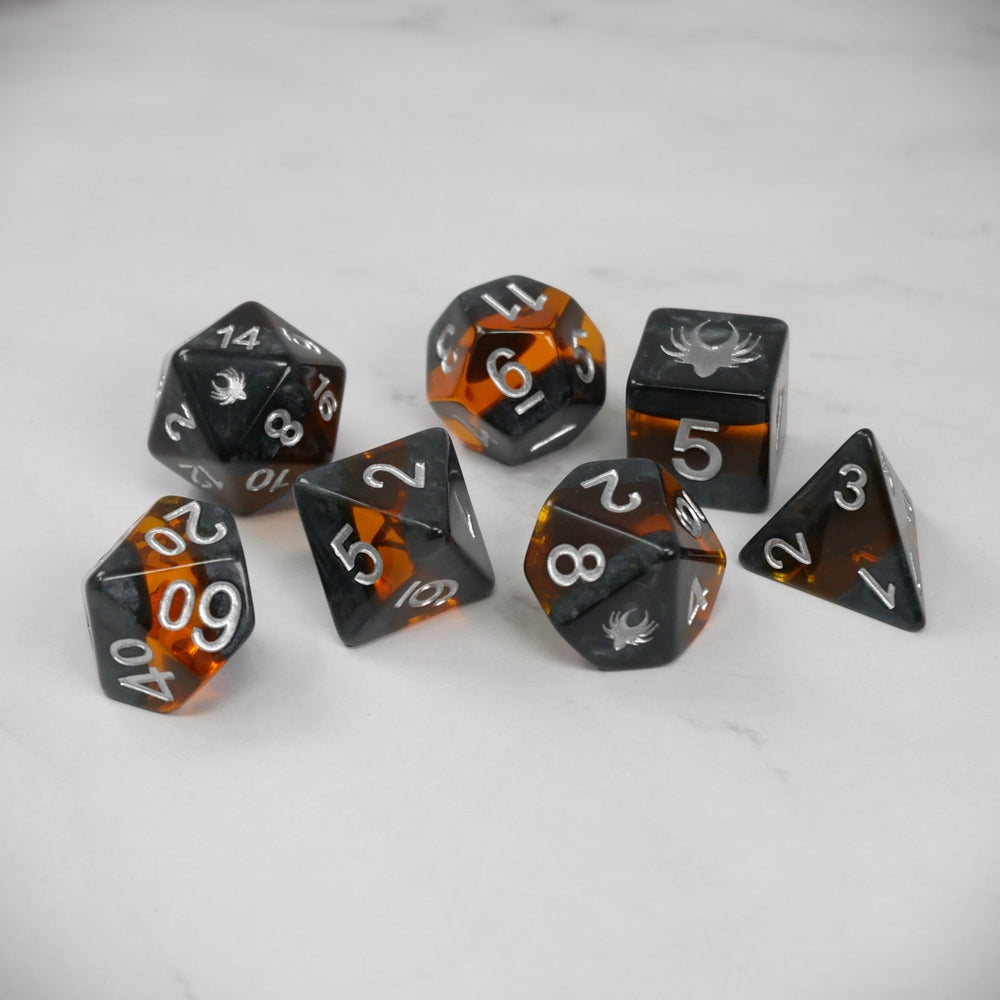 Forgotten Amber - 7 Piece DnD Dice Set | Acrylic RPG Gaming Dice (ONLINE ORDER ONLY)