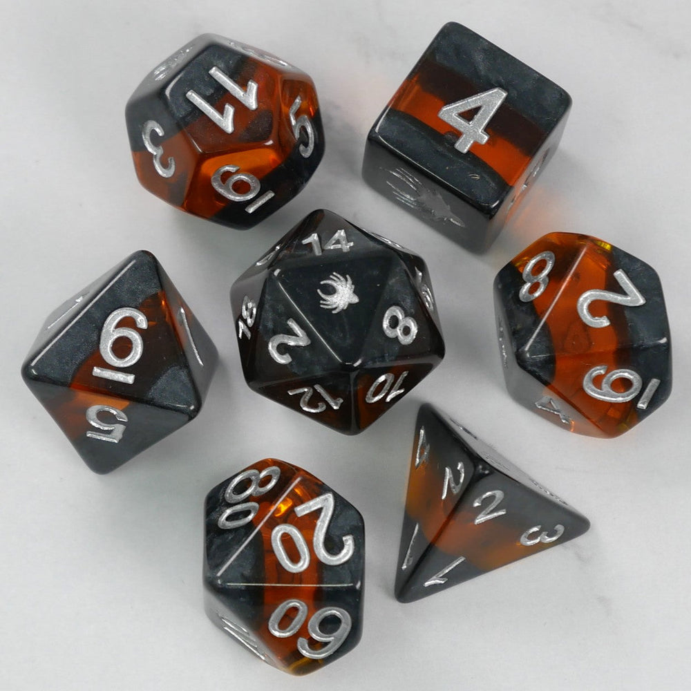 Forgotten Amber - 7 Piece DnD Dice Set | Acrylic RPG Gaming Dice (ONLINE ORDER ONLY)
