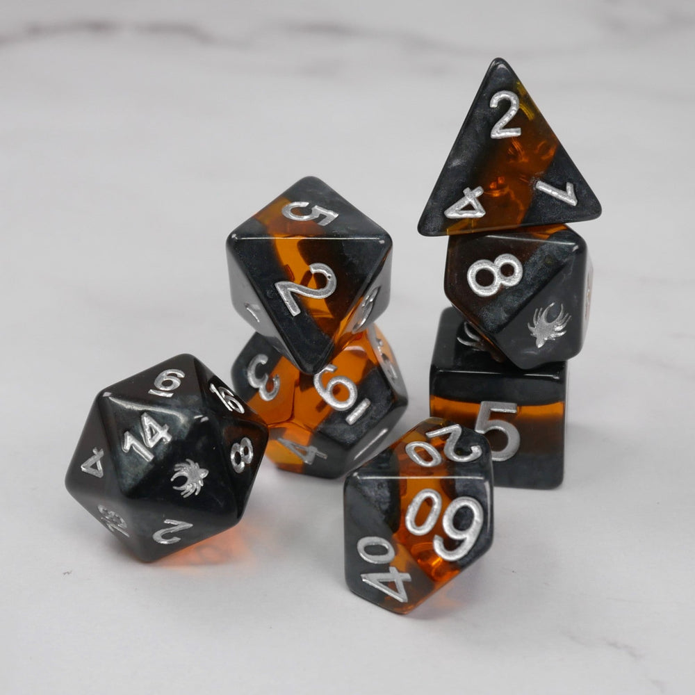 Forgotten Amber - 7 Piece DnD Dice Set | Acrylic RPG Gaming Dice (ONLINE ORDER ONLY)
