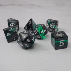 Forgotten Emerald - 7 Piece DnD Dice Set | Acrylic RPG Gaming Dice (ONLINE ORDER ONLY)
