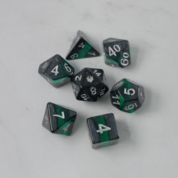 Forgotten Emerald - 7 Piece DnD Dice Set | Acrylic RPG Gaming Dice (ONLINE ORDER ONLY)