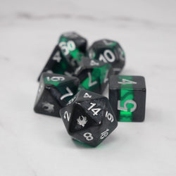 Forgotten Emerald - 7 Piece DnD Dice Set | Acrylic RPG Gaming Dice (ONLINE ORDER ONLY)