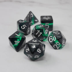 Forgotten Emerald - 7 Piece DnD Dice Set | Acrylic RPG Gaming Dice (ONLINE ORDER ONLY)