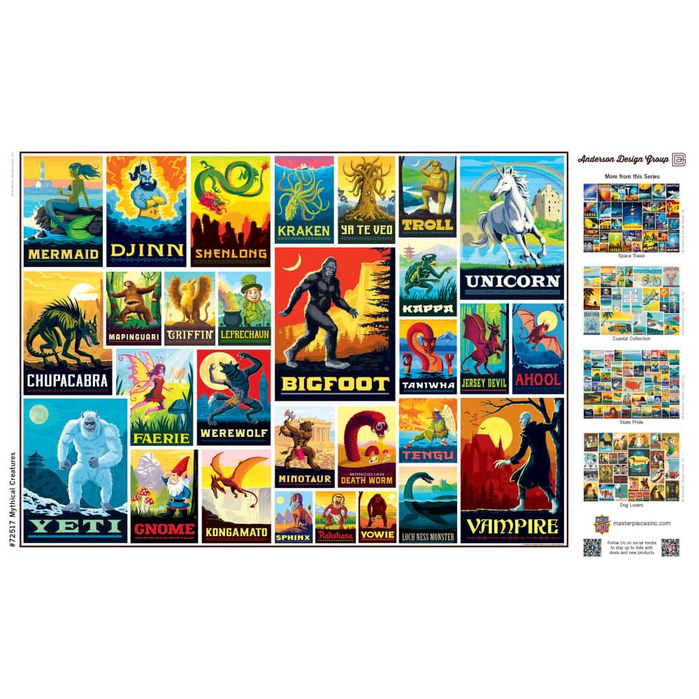 Vintage Posters - Mythical Creatures 1000 Piece Jigsaw Puzzle