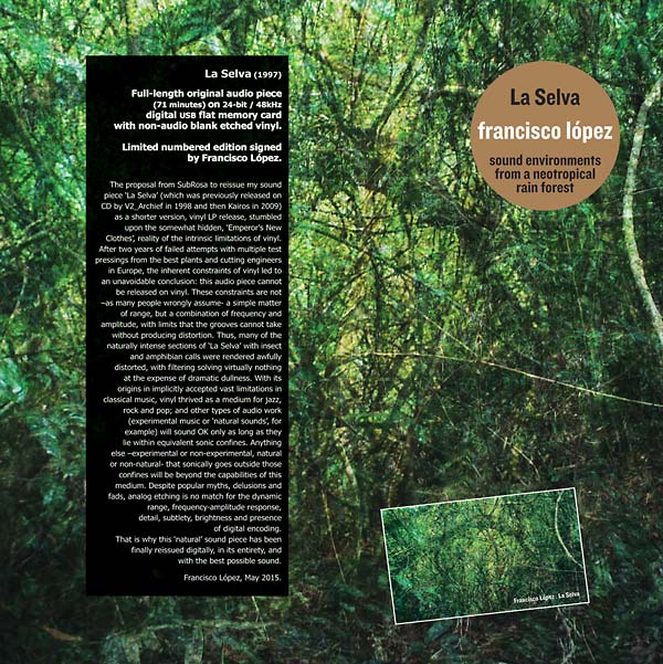 FRANCISCO LOPEZ - La Selva [Vinyl] (ONLINE ORDER ONLY)