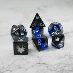 Forgotten Sapphire - 7 Piece DnD Dice Set | Acrylic RPG Gaming Dice (ONLINE ORDER ONLY)