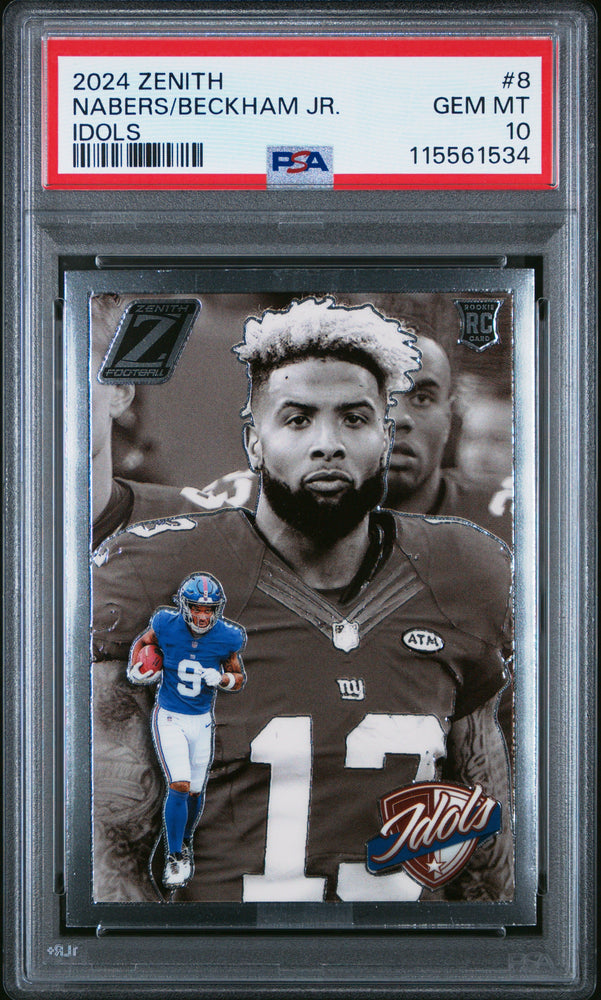 Graded 2024 Panini Zenith Malik Nabers/Odell Beckham Jr #8 Idols Rookie RC Football Card PSA 10 Gem Mint (ONLINE ORDER ONLY)