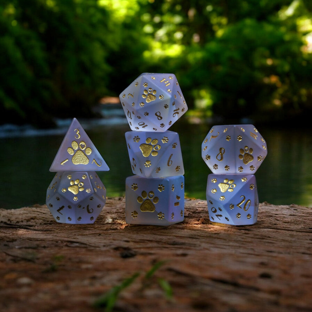 Puppy Paws Frosted Prism Glass Dice Set (ONLINE ORDER ONLY)