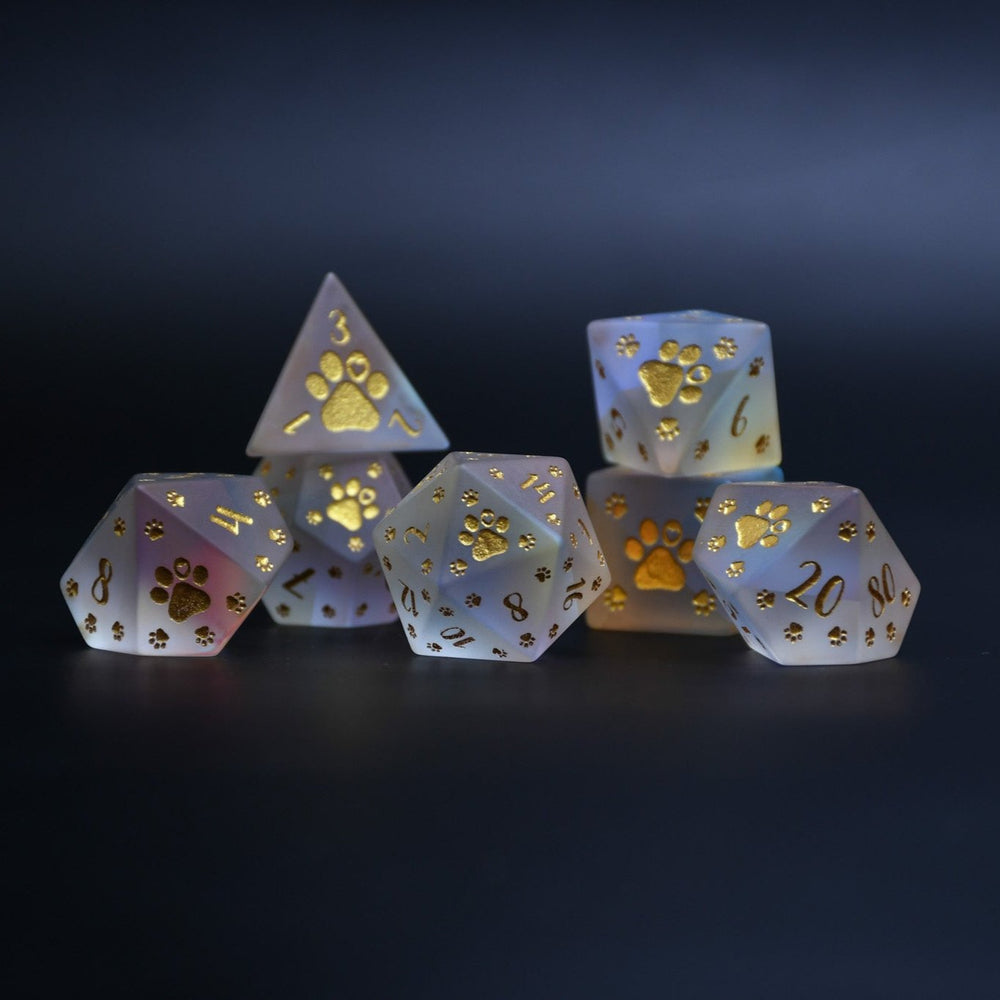 Puppy Paws Frosted Prism Glass Dice Set (ONLINE ORDER ONLY)