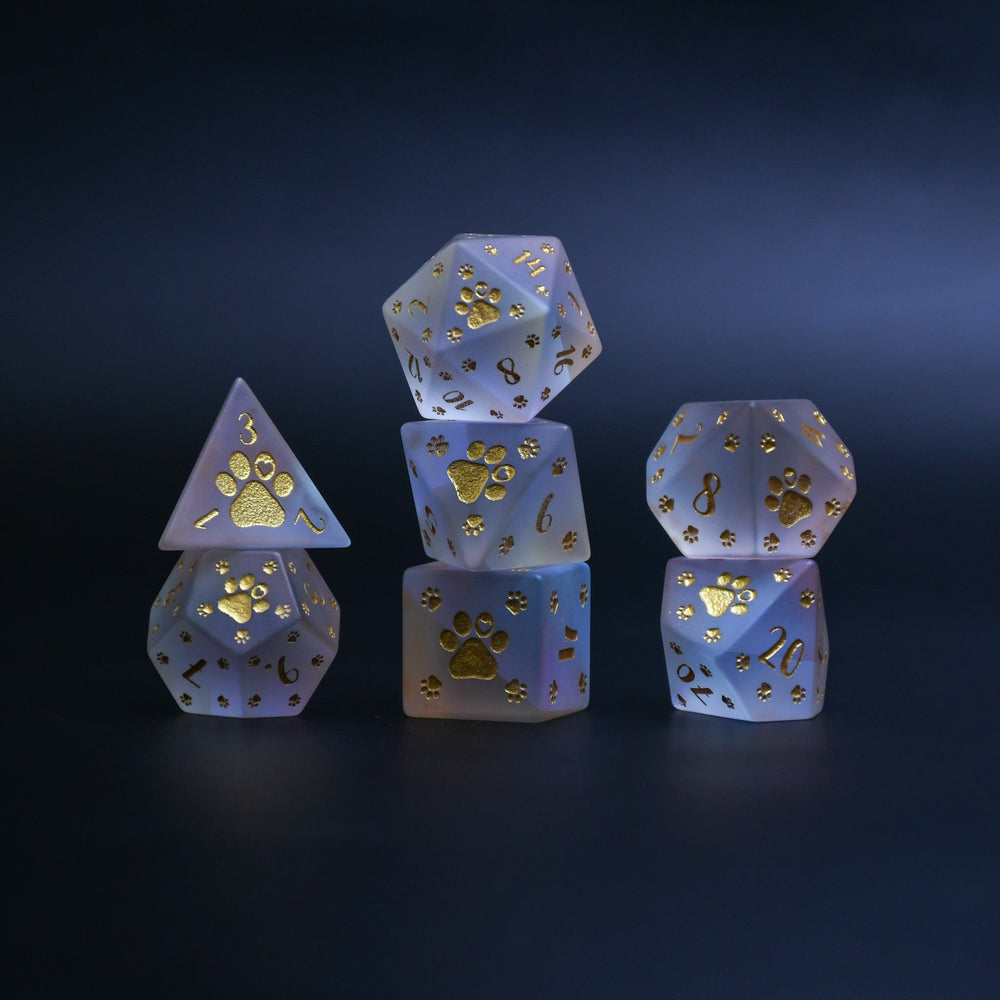 Puppy Paws Frosted Prism Glass Dice Set (ONLINE ORDER ONLY)