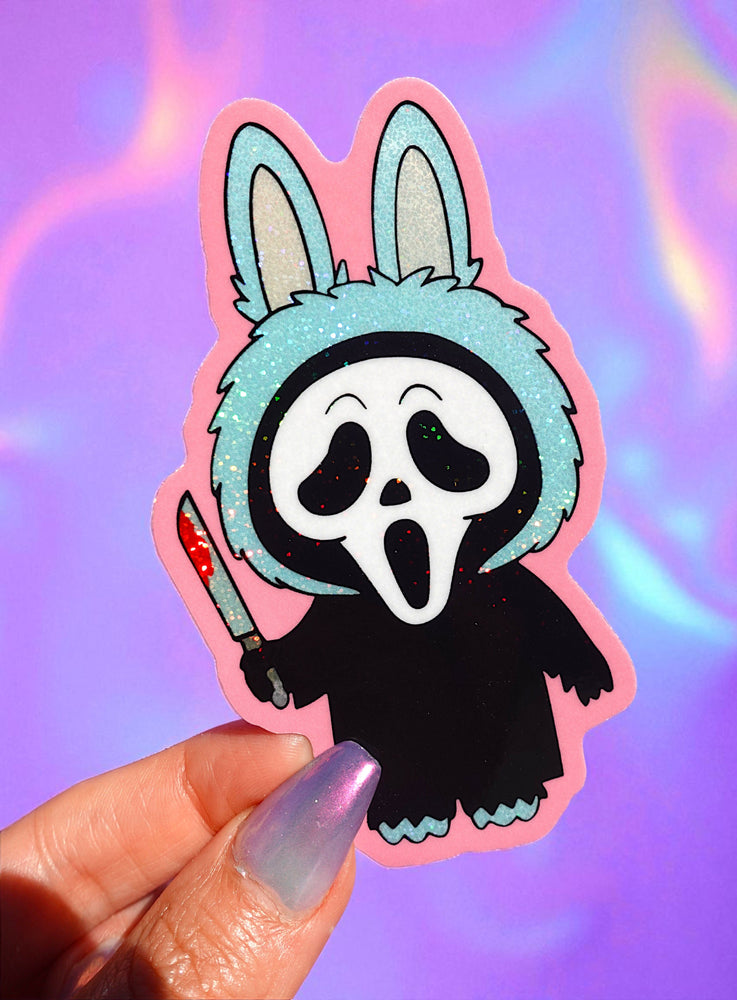 Ghost Mask Bunny Halloween Horror Monster Glitter Vinyl Sticker (ONLINE ORDER ONLY)