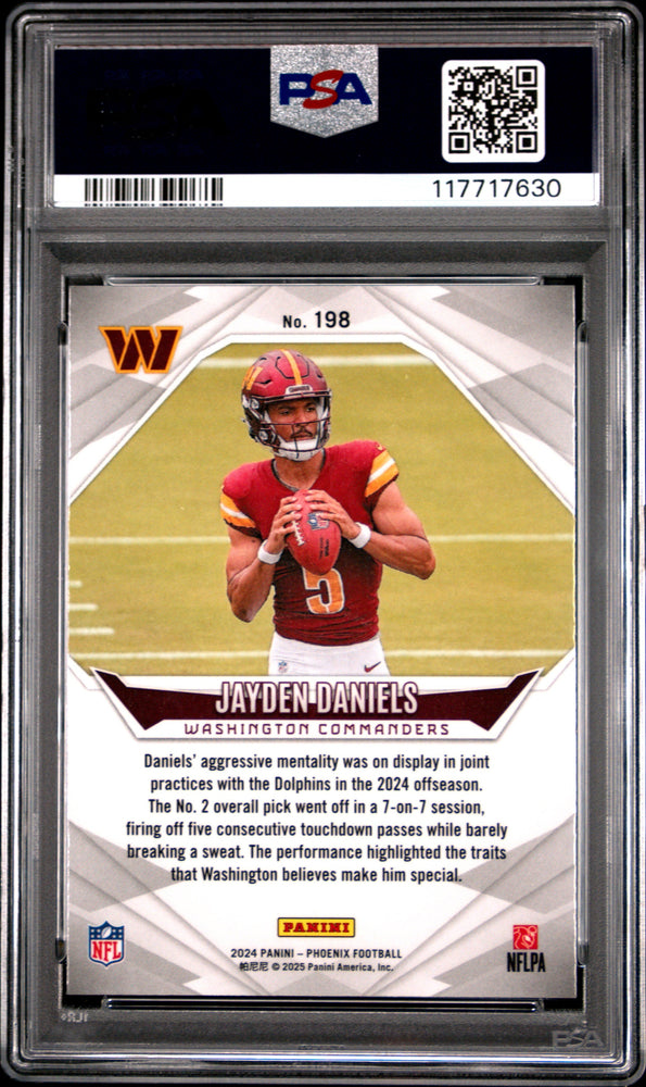 Graded 2024 Panini Phoenix Jayden Daniels #198 Silver Rookie RC Football Card PSA 10 Gem Mint (ONLINE ORDER ONLY)