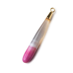Gold Leafed Hot Pink Banded Agate tear drop Pendant 1 focal bead 40x7mm (ONLINE ORDER ONLY)