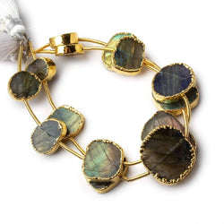 Gold Leafed Labradorite plain slice strand 7 beads 14x12-23x18mm (ONLINE ORDER ONLY)