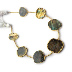Gold Leafed Labradorite plain slice strand 7 beads 14x12-23x18mm (ONLINE ORDER ONLY)