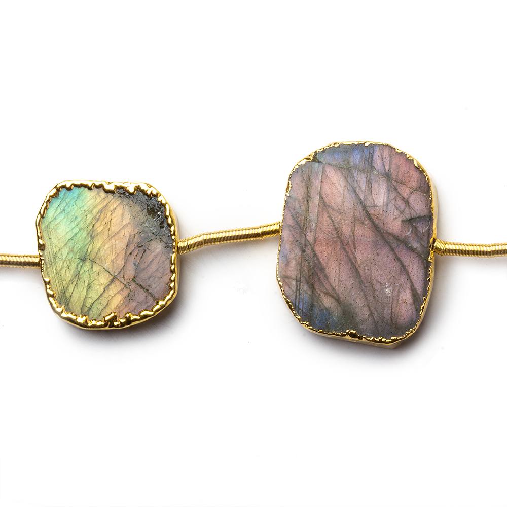 Gold Leafed Labradorite plain slice strand 7 beads 14x12-23x18mm (ONLINE ORDER ONLY)