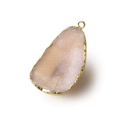 Gold Leafed Petal Pink Concave Drusy Pendant 1 focal bead 32x21x15mm  A Grade (ONLINE ORDER ONLY)