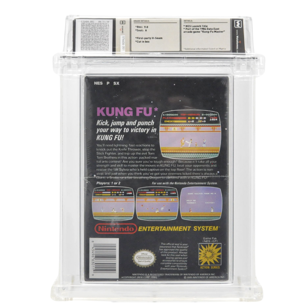 Graded NES Cart in Box (Sealed) - Kung Fu WATA 9.0/A (Online Order Only)