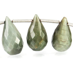 Green Cat`s Eye Quartz Tear Drop Briolette (ONLINE ORDER ONLY)