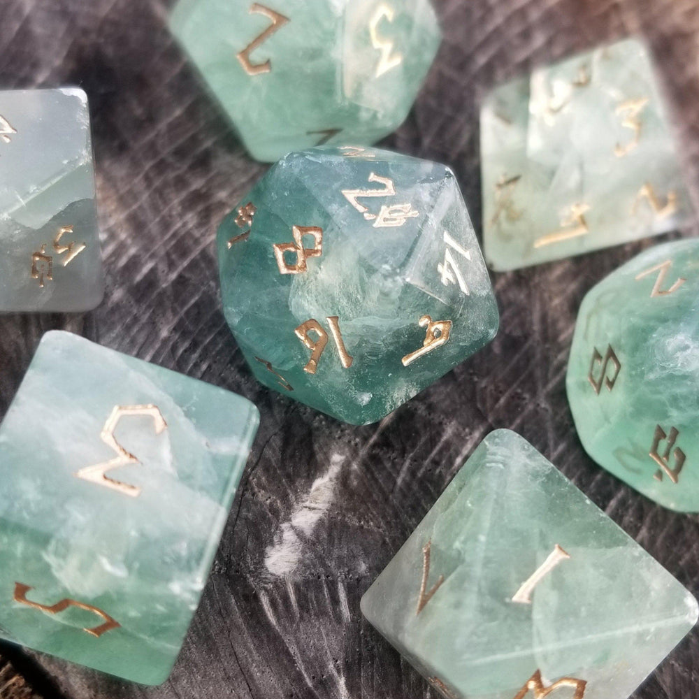 Green Fluorite Stone Dice Set (ONLINE ORDER ONLY)