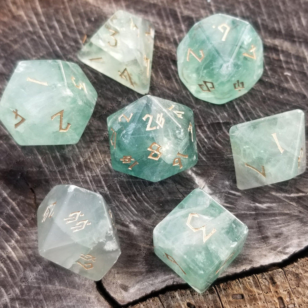 Green Fluorite Stone Dice Set (ONLINE ORDER ONLY)