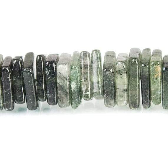 Green Tourmalinated Quartz Plain Square Heshi Beads 16 inch 240 pieces (ONLINE ORDER ONLY)