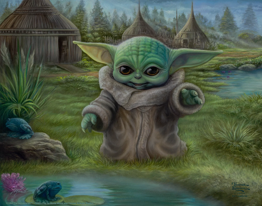 Grogu - Star Wars The Mandalorian Thomas Kinkade Framed Art Print (ONLINE ORDER ONLY)