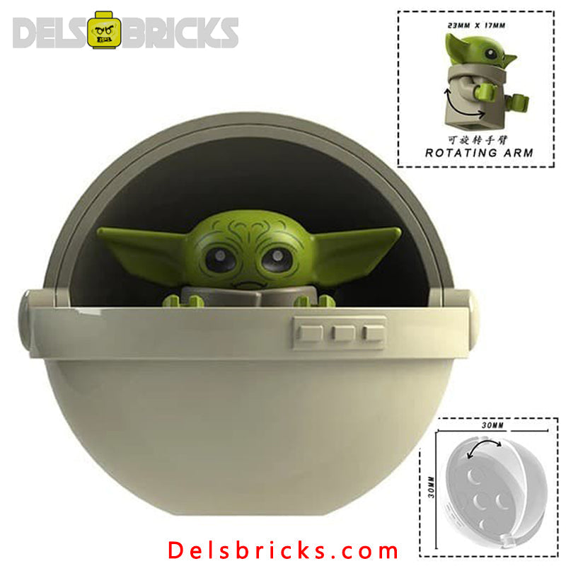 Grogu in Hovering crib Baby Yoda Lego Star Wars Minifigures Custom toys (ONLINE ORDER ONLY)
