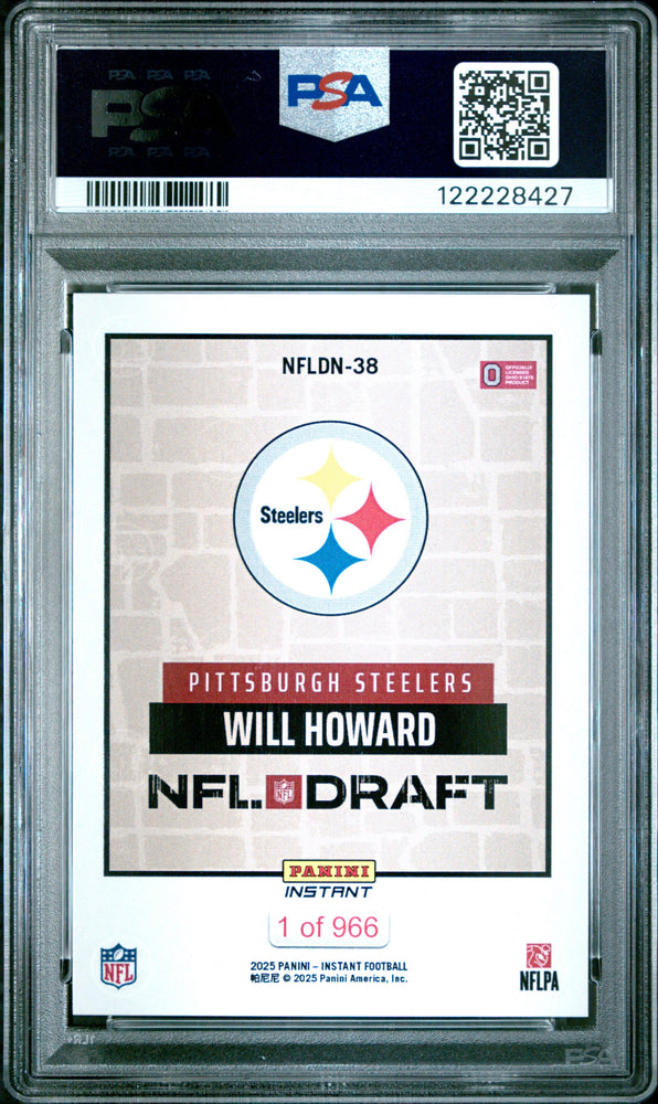 Graded 2025 Panini Instant Will Howard #NFLDN38 NFL Draft Night Rookie RC Football Card PSA 8 Near Mint (ONLINE ORDER ONLY)