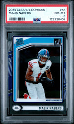 Graded 2024 Panini Clearly Donruss Malik Nabers #55 Rookie RC Football Card PSA 8 Near Mint (ONLINE ORDER ONLY)