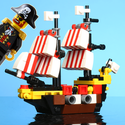 Custom Mini Black Seas Barracuda with Captain Brickbeard Minifigure (Online Order Only)