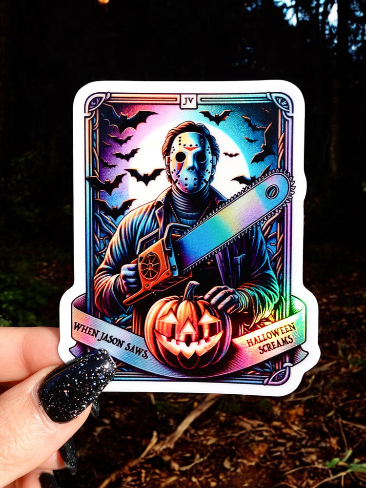 Halloween Screams Tarot Card Holographic Sticker (Online Order Only)