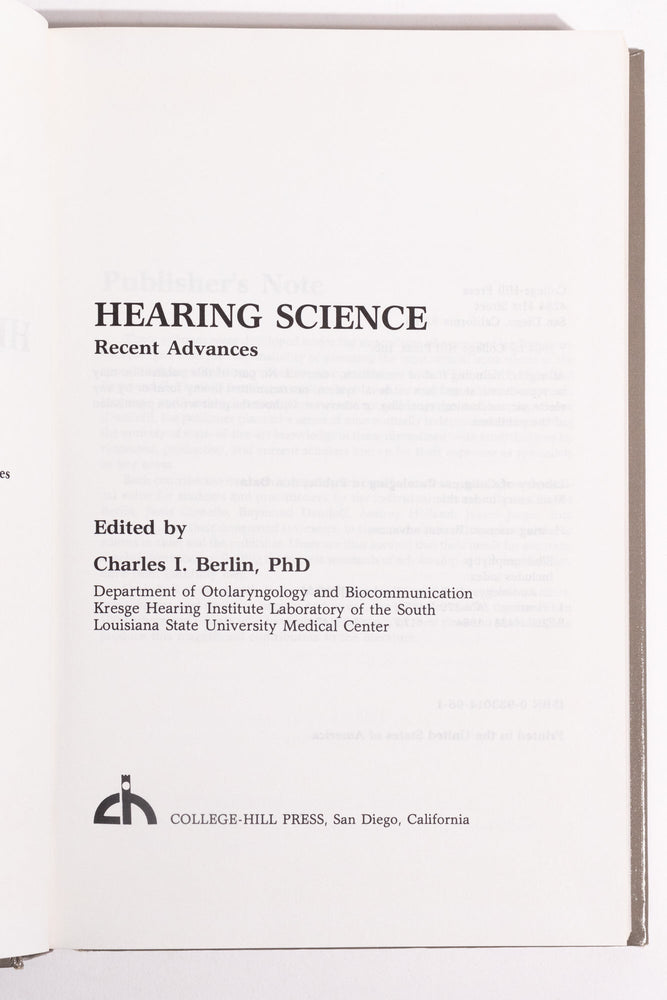 Hearing Science (ONLINE ORDER ONLY)