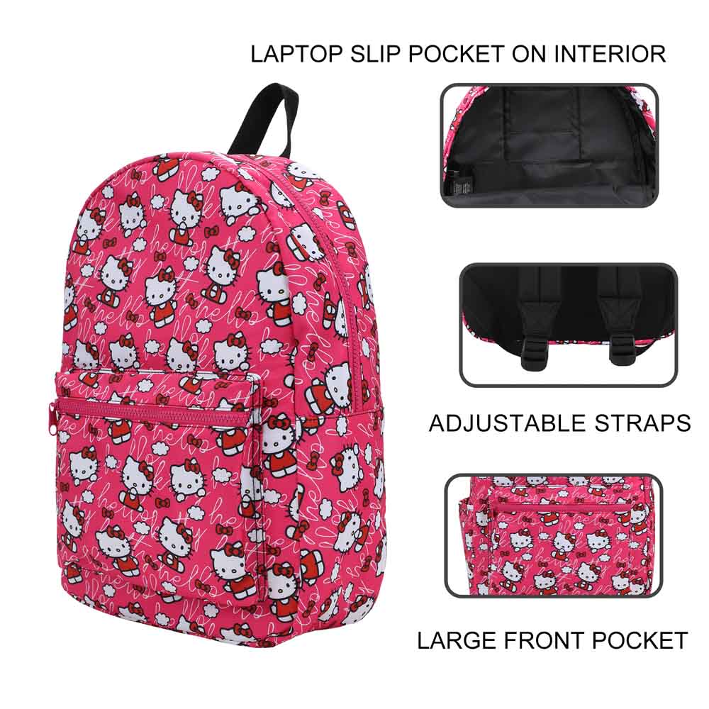 Hello Kitty Pink Bows Sanrio Laptop Backpack (Online Order Only)
