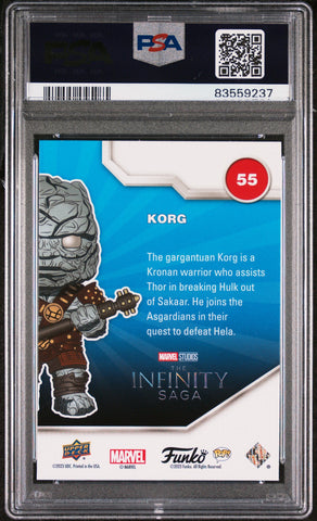 2023 UPPER DECK FUNKO POP MARVEL  KORG PLATINUM #55  PSA 10 (Online Order Only)