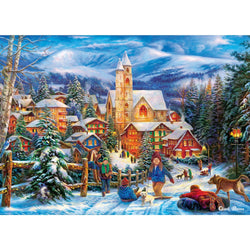 Season's Greetings - Sledding Home 1000 Piece Jigsaw Puzzle (ONLINE ORDER ONLY)