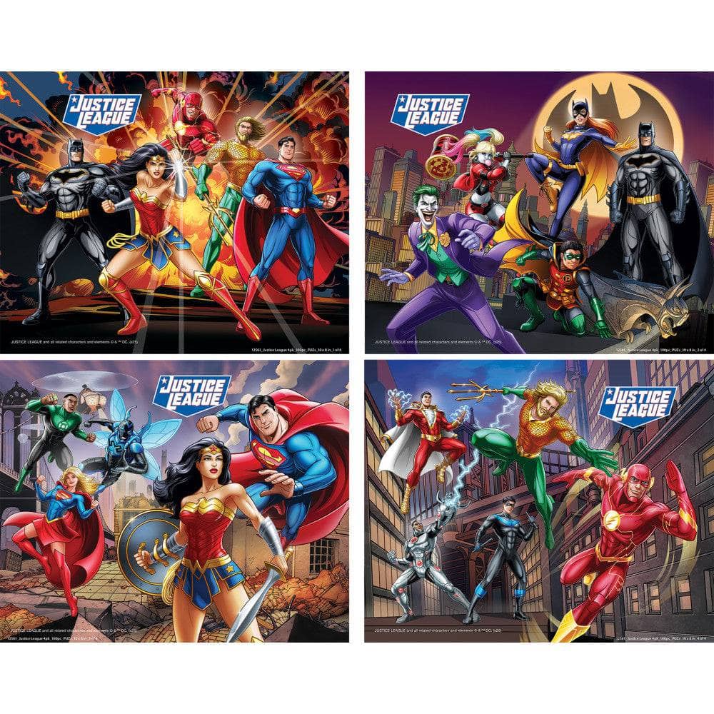 Justice League 4-Pack 100 Piece Jigsaw Puzzles (ONLINE ORDER ONLY)