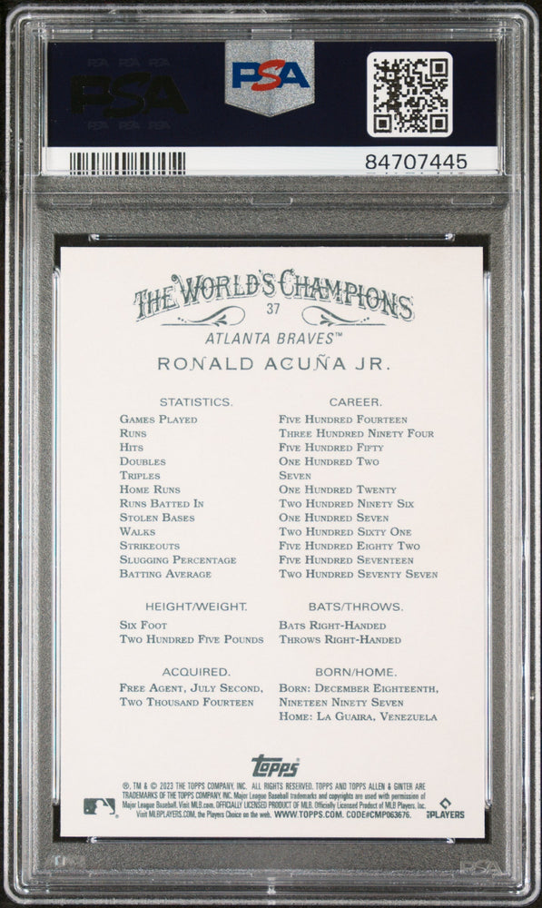 2023 TOPPS ALLEN & GINTER RONALD ACUNA JR.  #37 - PSA 10 (Online Order Only)