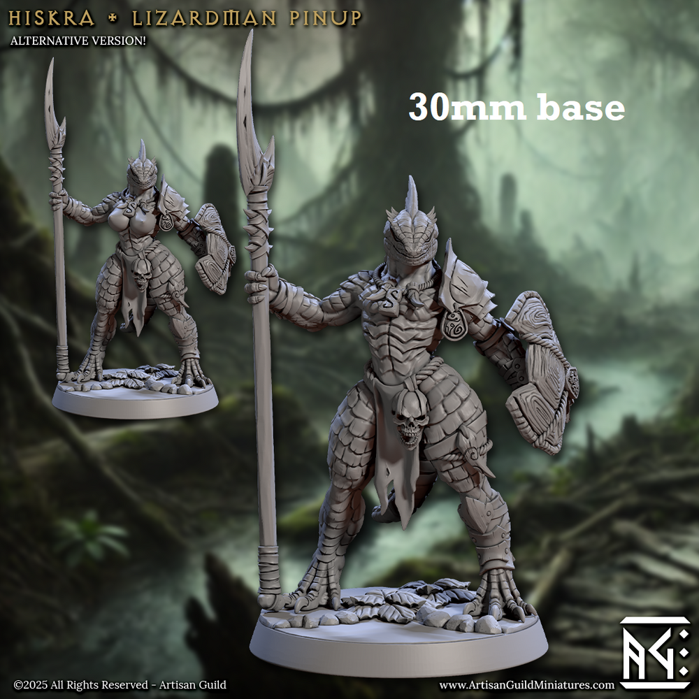 Hiskra (Female Lizardfolk Warrior Pinup) (Online Only)