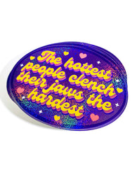 Holographic Glitter Sticker- Hottest Clench Jaws Retro Oval Sticker (ONLINE ORDER ONLY)