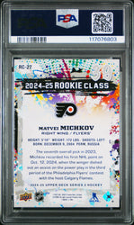 Graded 2024 Upper Deck Matvei Michkov #RC27 Rookie Commemorative Class Rookie RC Hockey Card PSA 10 Gem Mint (ONLINE ORDER ONLY)