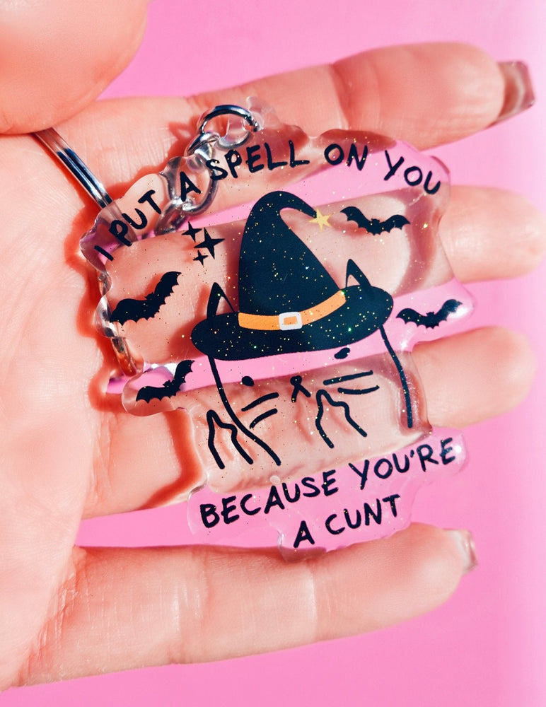 I Put A Spell On You Mean Kitty Acrylic Keychain (Online Order Only)