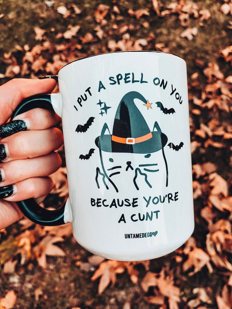 I Put A Spell On You Mean Kitty Halloween Mug (ONLINE ORDER ONLY)
