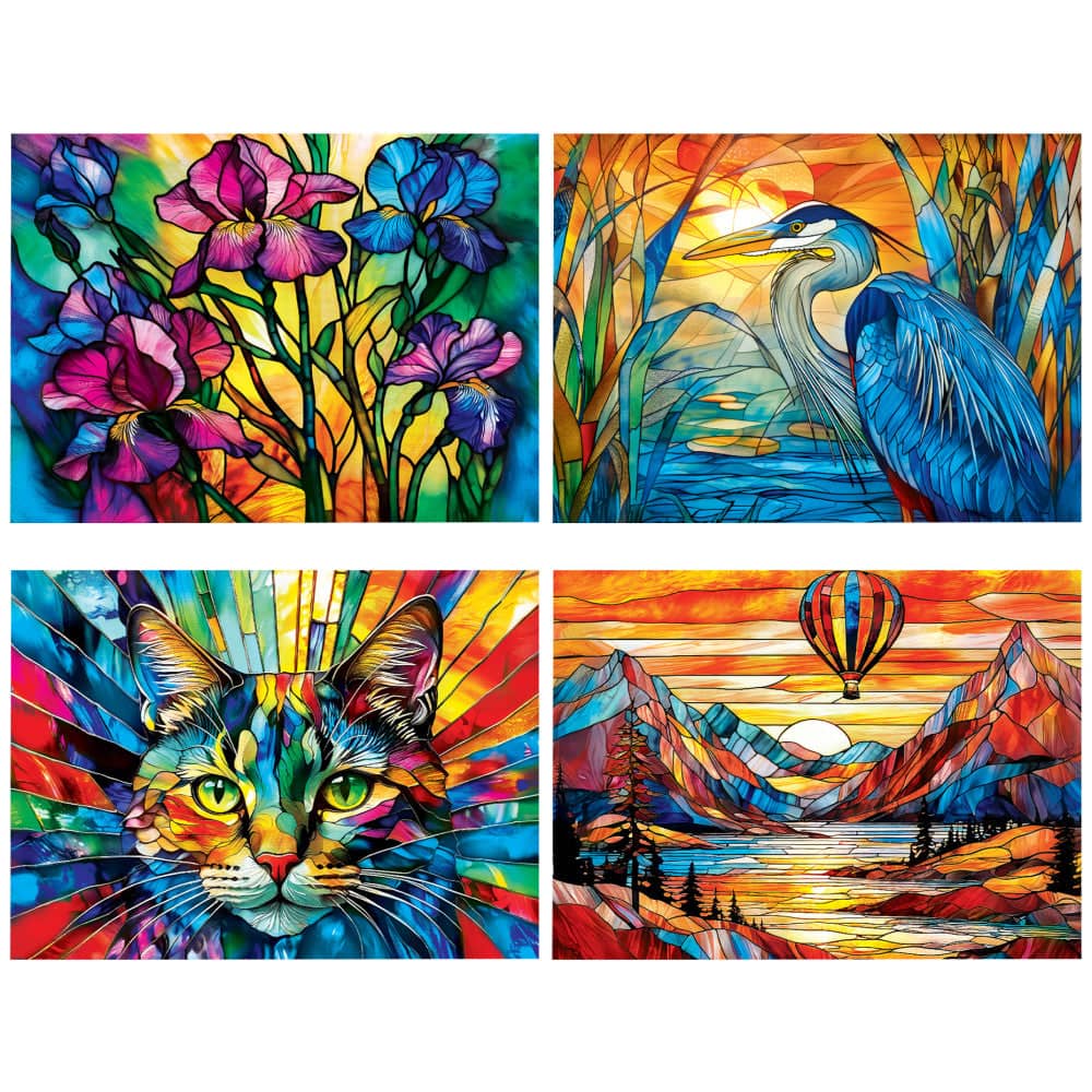 Stained Glass - 500 Piece Jigsaw Puzzles 4-Pack