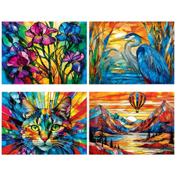 Stained Glass - 500 Piece Jigsaw Puzzles 4-Pack