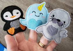 Felt finger puppet animal - Arctic Animal quiet book page -  Gift for kids - habitat - Party Favor - learning toy - animals and biomes (ONLINE ORDER ONLY)