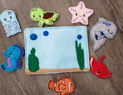 Felt finger puppet animal - Ocean Animal quiet book page -  Gift for kids - Party Favor - baby shower gift - Under the Sea - sea creatures (ONLINE ORDER ONLY)