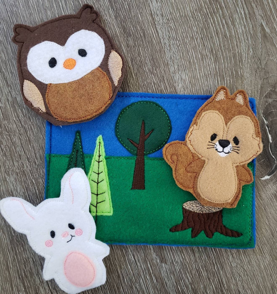 Felt finger puppet animal - Woodland Animal quiet book page -  Gift for kids - habitat - forest animals - learning toy - animals and biomes (ONLINE ORDER ONLY)